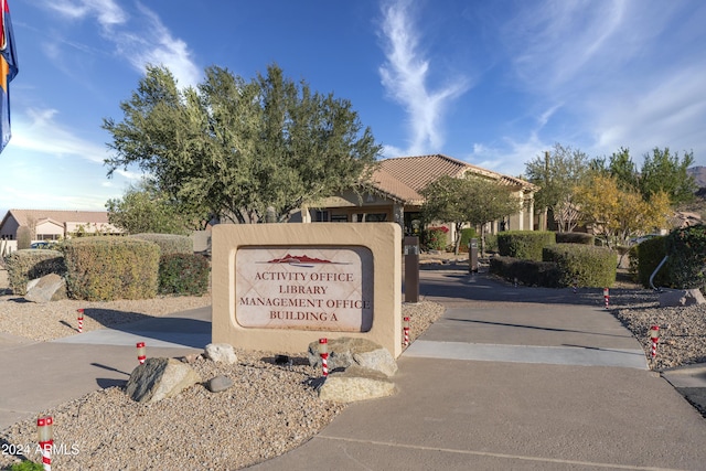 view of community sign