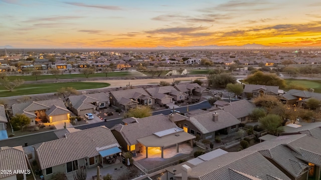 view of aerial view at dusk