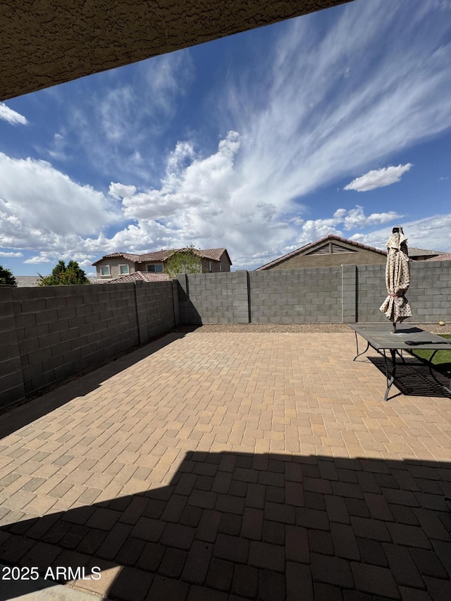 view of patio featuring a fenced backyard