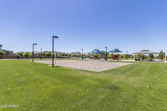 656 S Owl Dr, Gilbert, AZ 85296 - view of home's community with a gazebo, volleyball court, and a lawn