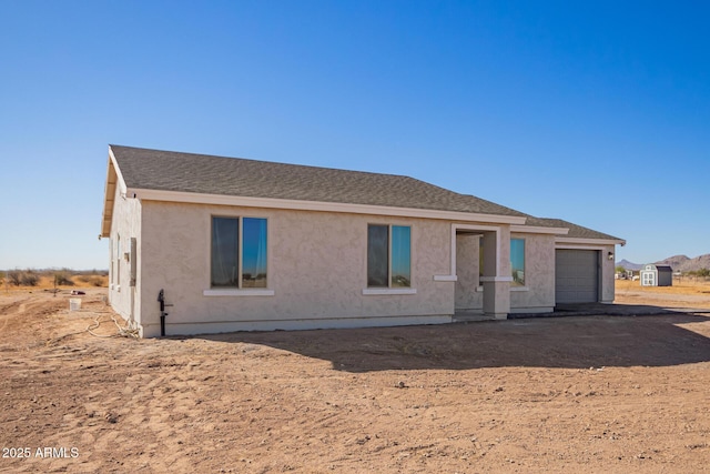 exterior space with a garage