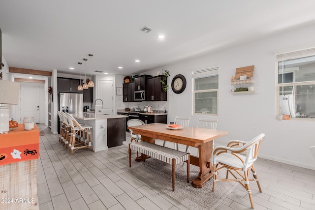 dining area with sink