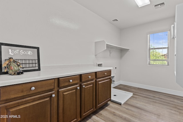 3575 E Gary Way, Gilbert, AZ 85234 - washroom featuring hookup for a washing machine, light wood-style floors, hookup for an electric dryer, and cabinet space