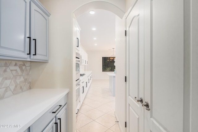 interior space with light tile floors