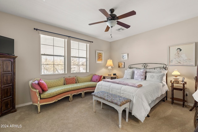 bedroom with carpet and ceiling fan