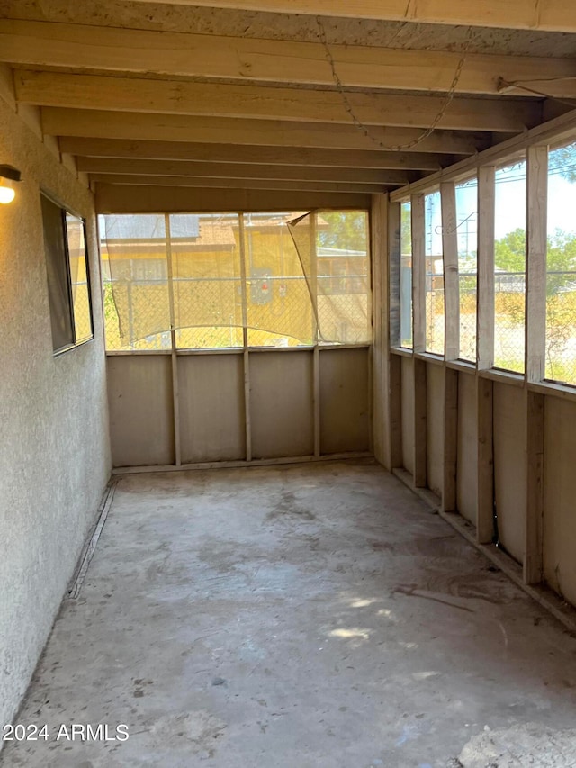 view of unfurnished sunroom