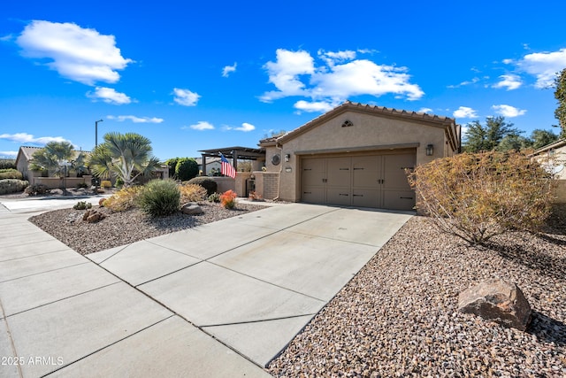 view of side of home with a garage