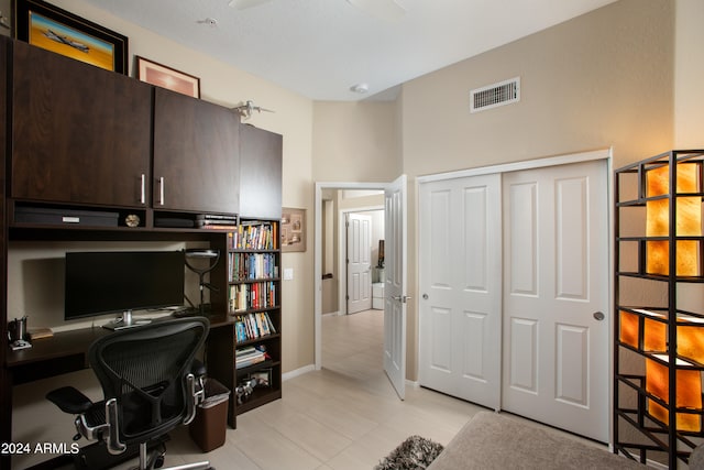 office space featuring light tile patterned flooring