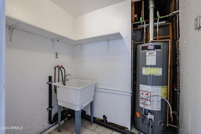 utility room featuring water heater