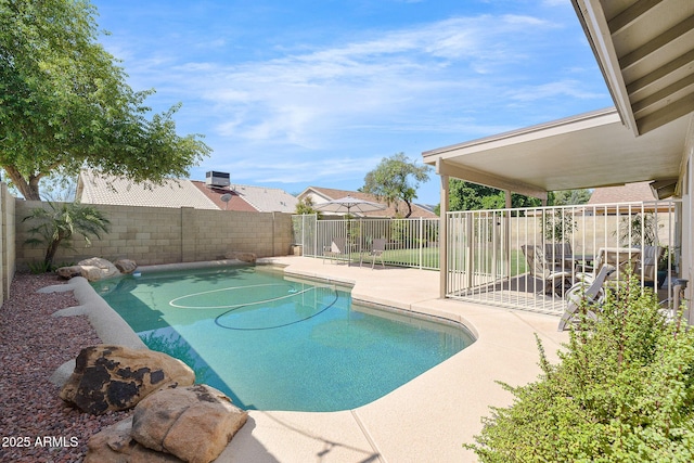 view of swimming pool with a patio area and a fenced backyard