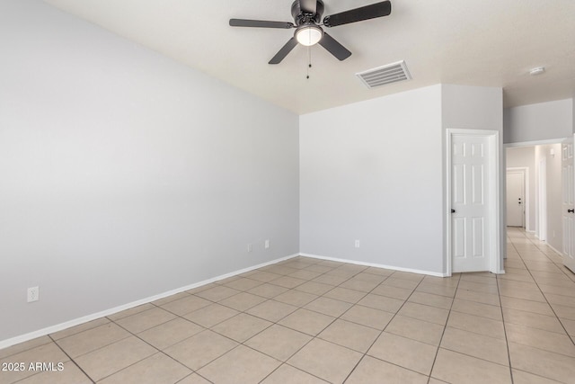 520 E Townley Ave, Phoenix, AZ 85020 - spare room featuring visible vents, baseboards, ceiling fan, and light tile patterned floors