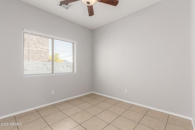 520 E Townley Ave, Phoenix, AZ 85020 - spare room featuring ceiling fan, baseboards, visible vents, and light tile patterned floors
