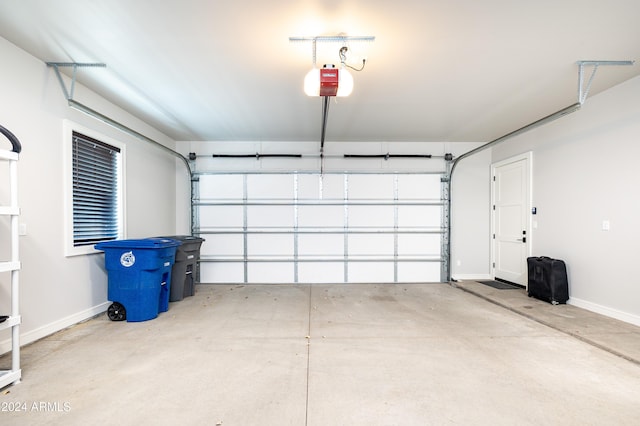 garage with a garage door opener