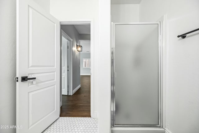 bathroom featuring walk in shower