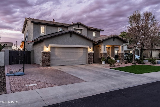 view of front of house with a garage