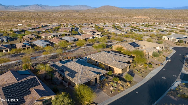 bird's eye view featuring a mountain view and a residential view