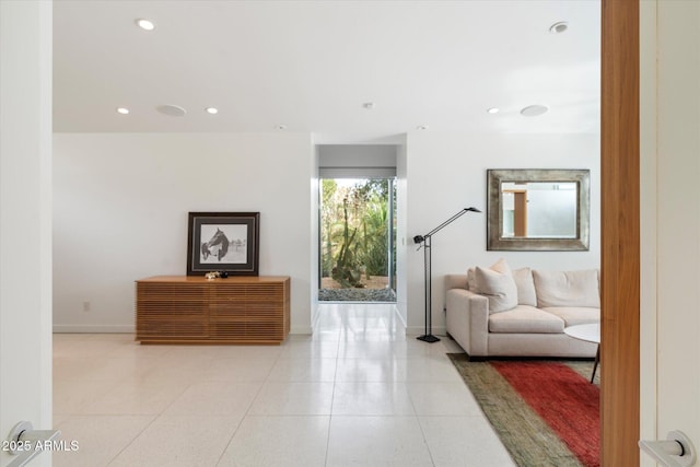 interior space featuring light tile patterned floors