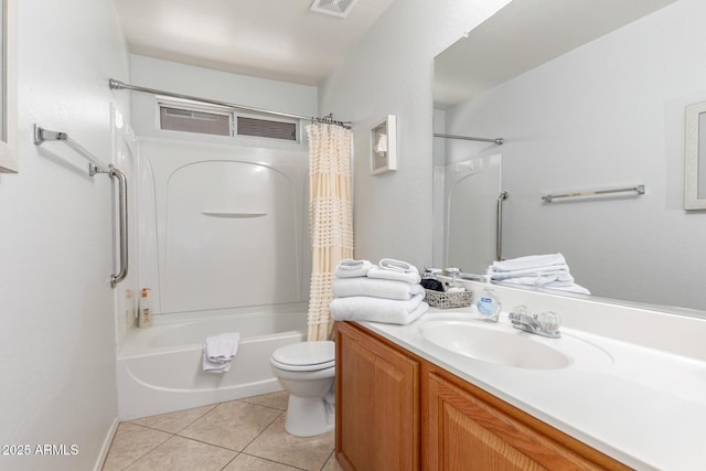 1142 E Mayfield Dr, San Tan Valley, AZ 85143 - full bath with toilet, vanity, shower / bath combination with curtain, and tile patterned flooring