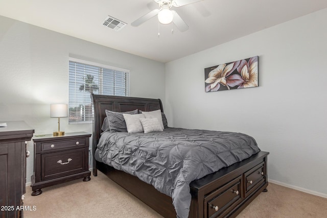 1142 E Mayfield Dr, San Tan Valley, AZ 85143 - bedroom featuring light carpet, baseboards, and a ceiling fan