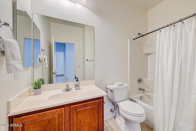 12775 W Lowden Rd, Peoria, AZ 85383 - bathroom with toilet, vanity, shower / tub combo with curtain, and tile patterned floors