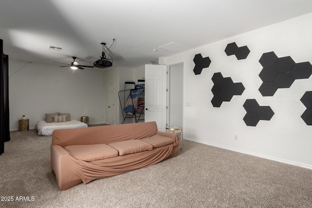 723 E Gemini Pl, Chandler, AZ 85249 - carpeted living room featuring a ceiling fan and baseboards