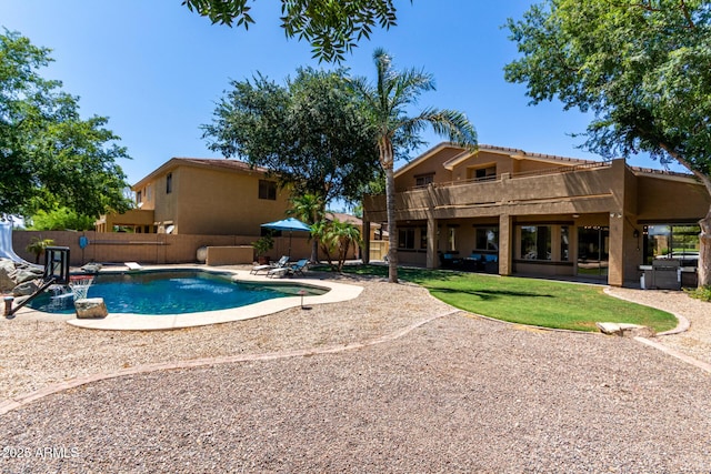 723 E Gemini Pl, Chandler, AZ 85249 - view of swimming pool featuring a fenced backyard, a patio, and a water slide