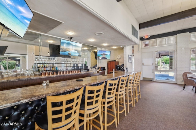 4800 N 68th St Unit 357, Scottsdale, AZ 85251 - indoor dry bar with carpet floors and beam ceiling