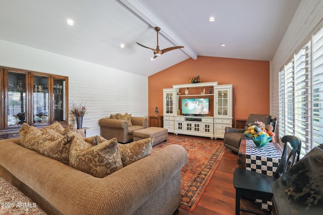 4800 N 68th St Unit 357, Scottsdale, AZ 85251 - living area with wood finished floors, ceiling fan, and brick wall