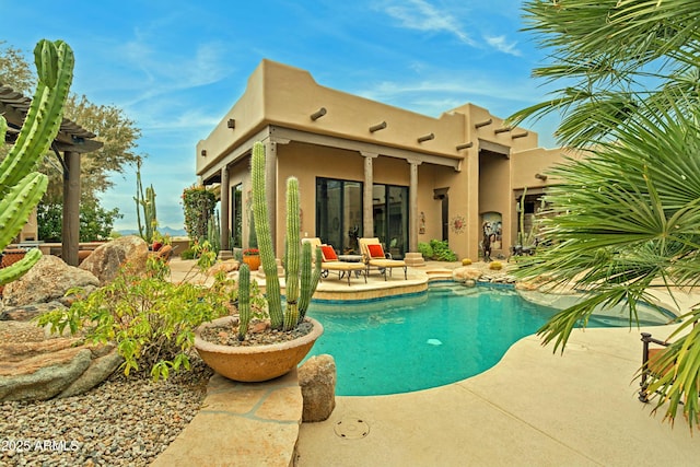 view of pool featuring a patio