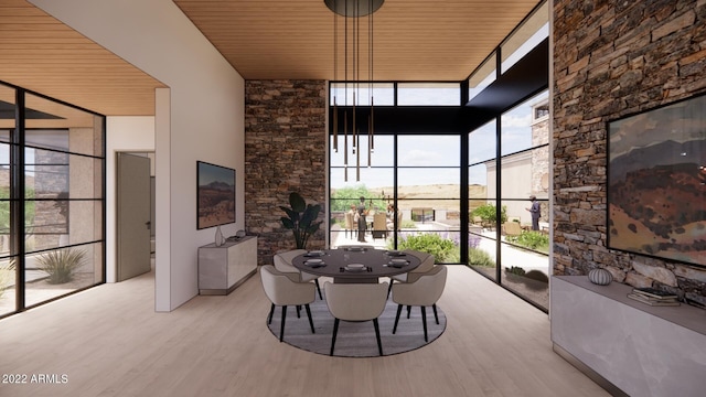 sunroom with wooden ceiling