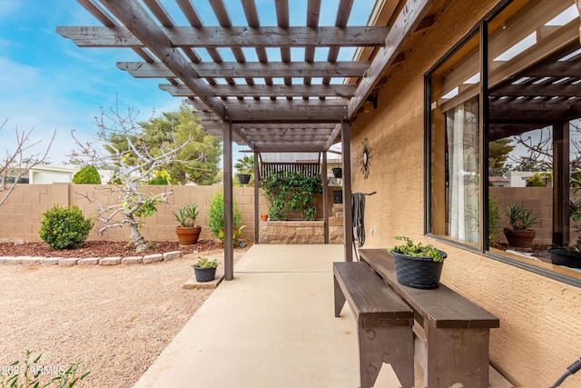 view of patio / terrace featuring a pergola