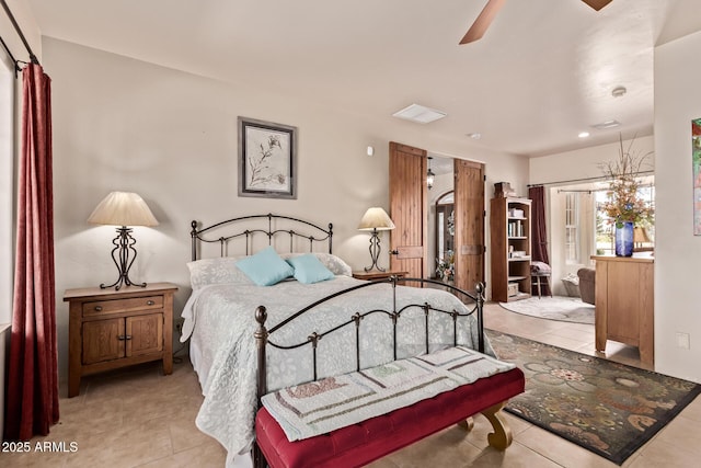 380 N Geneva Estates Rd, Pearce, AZ 85625 - bedroom with tile patterned flooring, a ceiling fan, and recessed lighting