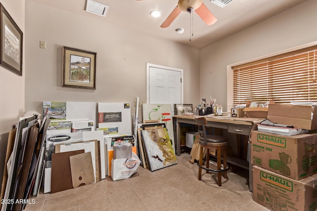 380 N Geneva Estates Rd, Pearce, AZ 85625 - tiled office space featuring ceiling fan