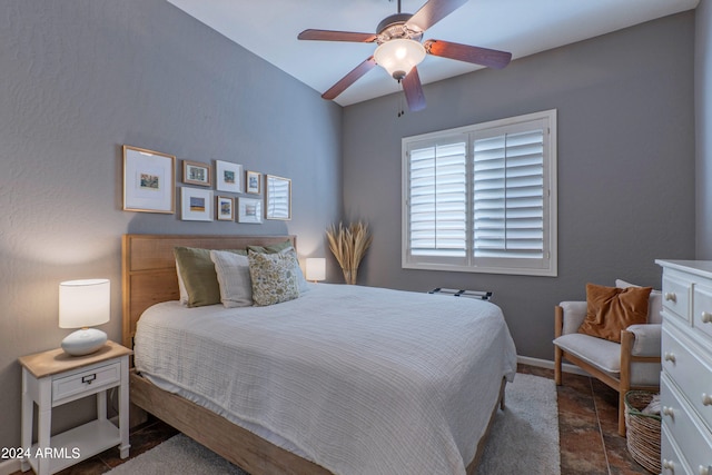 bedroom featuring ceiling fan