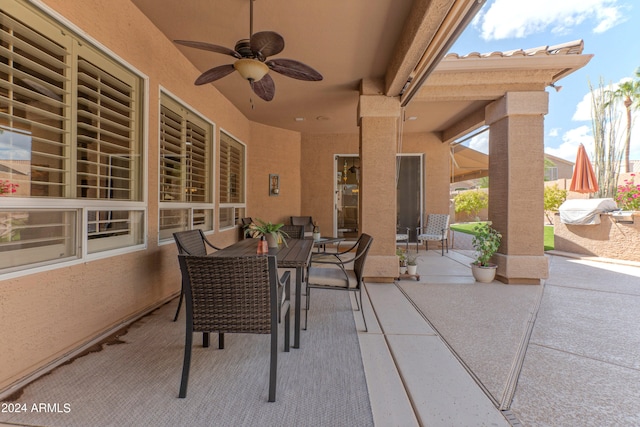 view of patio / terrace with ceiling fan