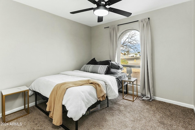 bedroom with carpet and ceiling fan