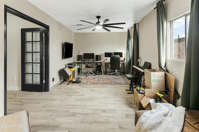 home office featuring ceiling fan