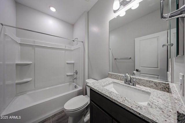 2514 E Music Mountain Ave, Apache Junction, AZ 85119 - full bathroom with toilet, vanity, tub / shower combination, and wood finished floors