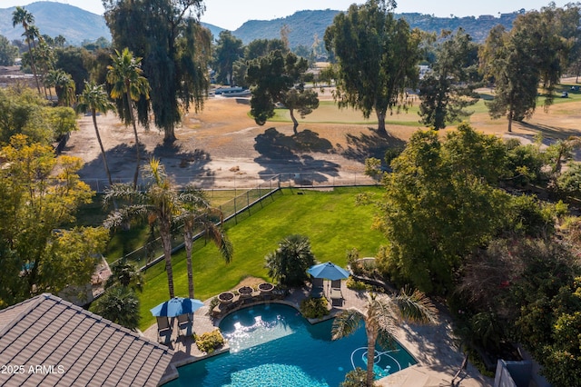 aerial view featuring a mountain view