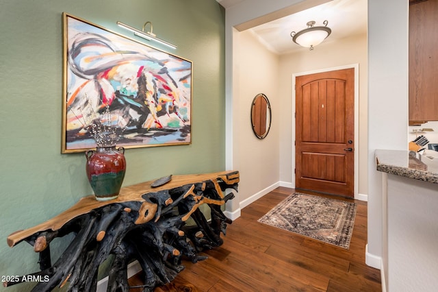 foyer with dark hardwood / wood-style flooring