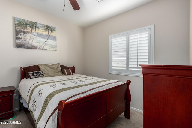 bedroom featuring carpet flooring and ceiling fan