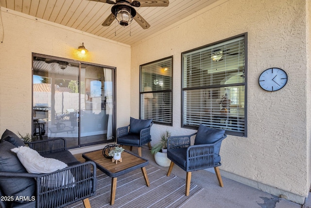 view of patio / terrace featuring ceiling fan