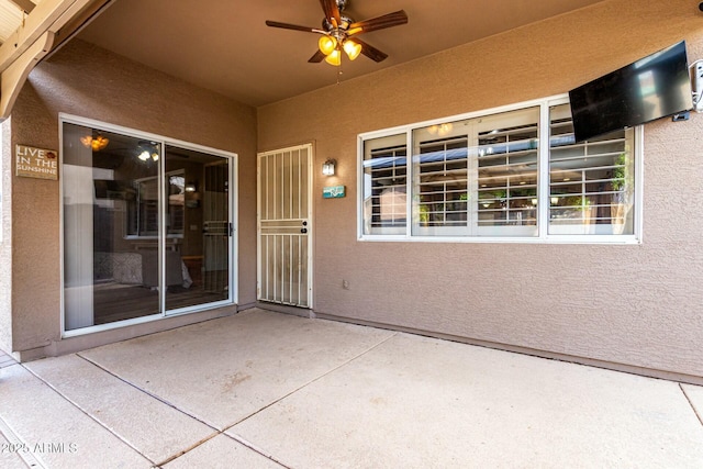 view of patio / terrace with a ceiling fan