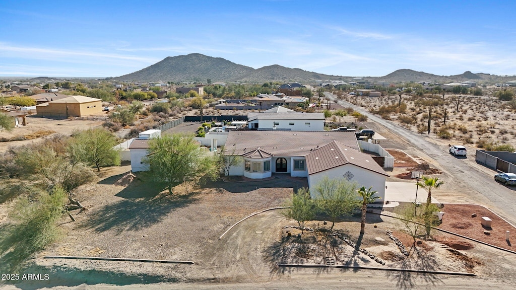 bird's eye view with a mountain view