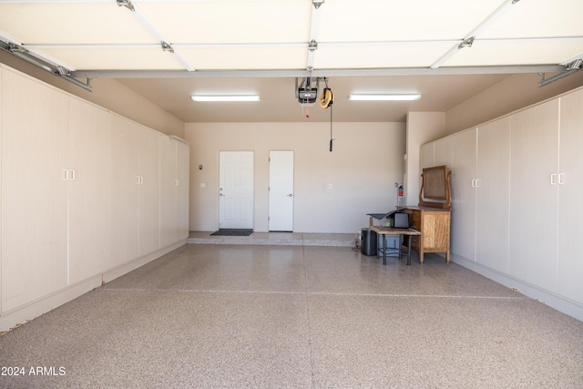 garage with a garage door opener