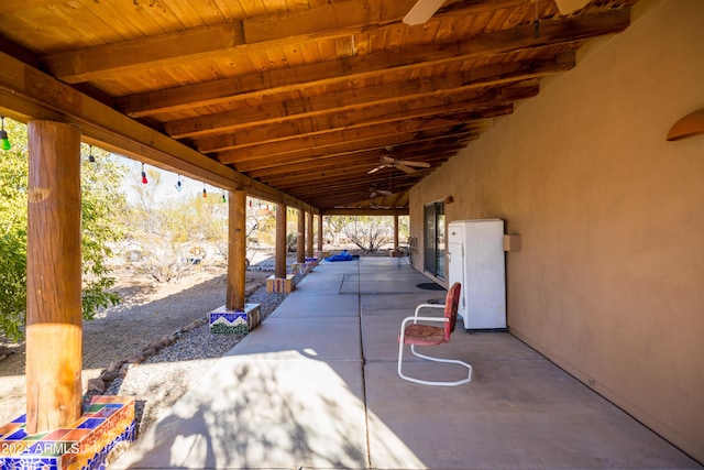 view of patio with ceiling fan