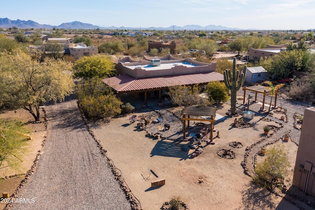 bird's eye view with a mountain view