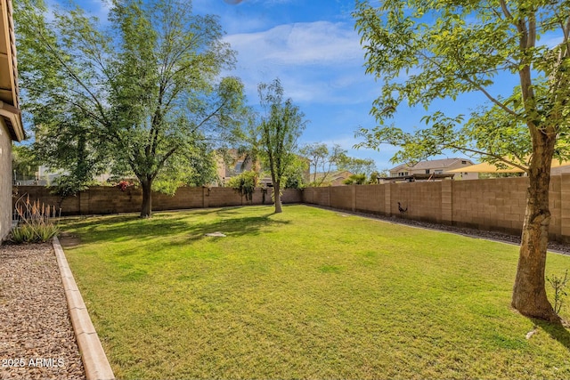 view of yard featuring a fenced backyard