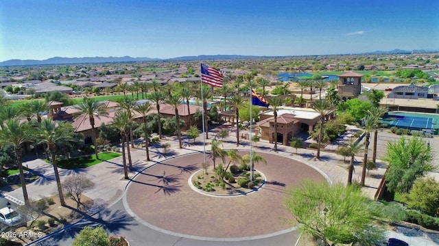 bird's eye view featuring a mountain view and a residential view