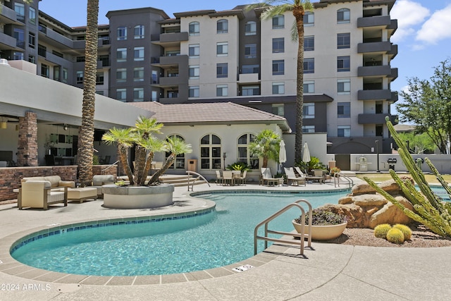 view of pool with a patio area